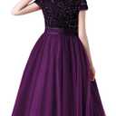 Flower Girl Dresses Wedding Bridesmaid Sequins Tulle Puffy Skirt Girls Birthday Party Pageant Gown Floor Length (8, Purple)