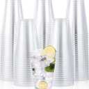 JOLLY CHEF 14 oz Clear Plastic Cups, 100 Pack Heavy-duty Party Glasses, Disposable plastic cups for wedding Cocktails Tumblers, Ideal for Halloween, Christmas, Thanksgiving Parties