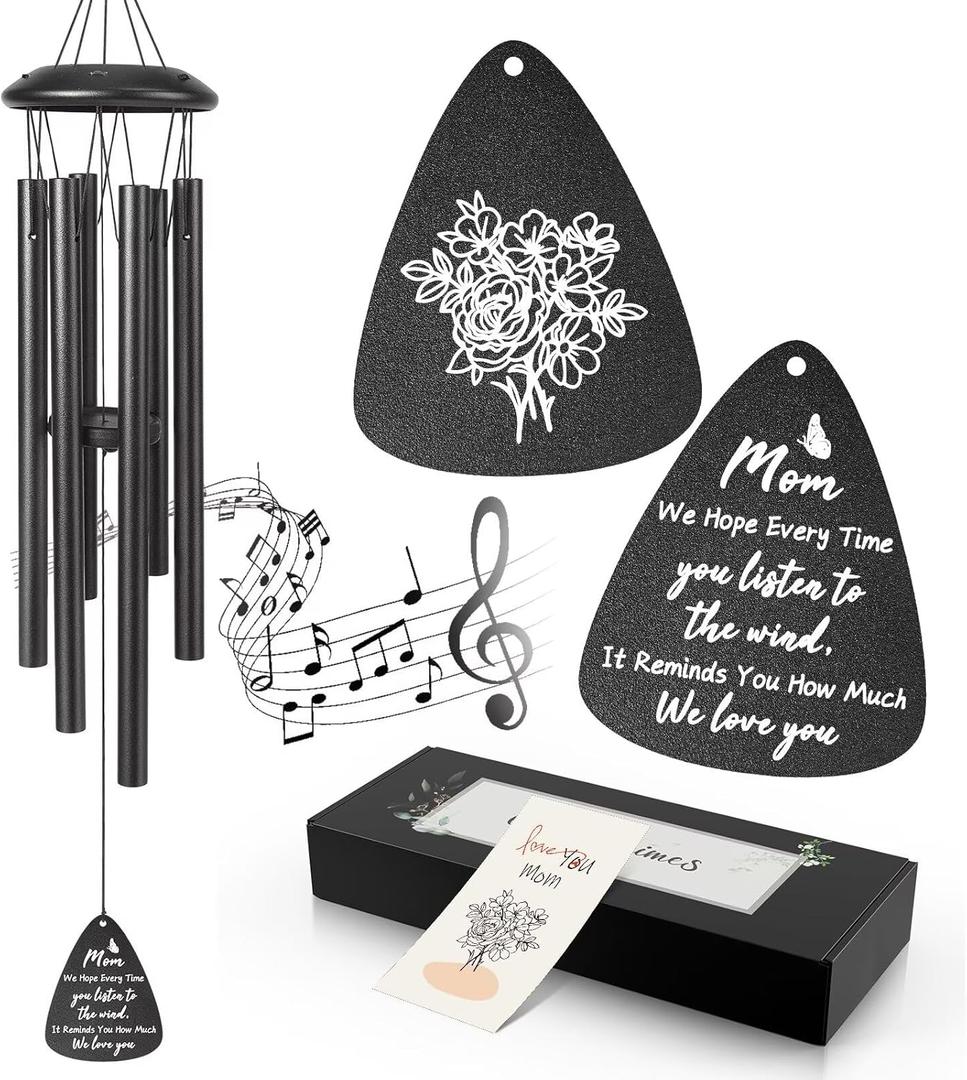 Gifts for Mom, 25''Wind Chimes Black, Mother Birthday Gifts for Mom from Daughter Son, Mother's Day, Thanksgiving, for MomsMoms Gift Ideas for Birthday Decorations