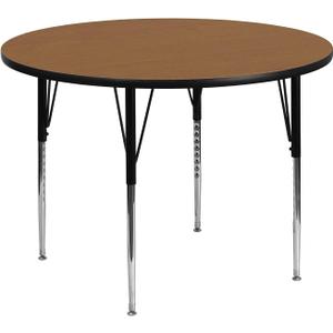Flash Furniture Wren 48'' Round Oak Thermal Laminate Activity Table - Standard Height Adjustable Legs
