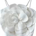 GORGLITTER Women's Flower Backless Summer Going Out Crop Tops Trendy Y2K Boho Sleeveless Cute Vacation Dressy Tube Top (White, L)