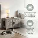 Homhedy 31.5" L Cat Litter Box Enclosure with Barn Door, Greige
