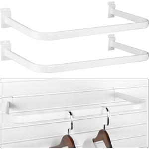 Shimeyao 2 Pcs U Shaped Handrail for Slatwall 24 Inch Oval Tubing Handrail Metal Slat Wall Accessory for Retail Displays Bracket Clothing Rack Home Use (White)
