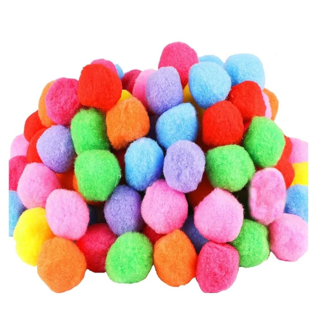 Pom Poms 1.2 Inch Pompoms Pipe Cleaners for DIY Creating Crafts Making, Preschool Crafts Supplies Decoration,100 Pieces - Multi-color