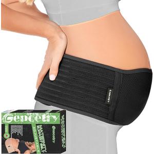 Maternity Belly Band for Pregnant Women | Pregnancy Belly Support Band for Abdomen, Pelvic, Waist, & Back Pain | Adjustable Maternity Belt | For All Stages of Pregnancy & Postpartum (Black)
