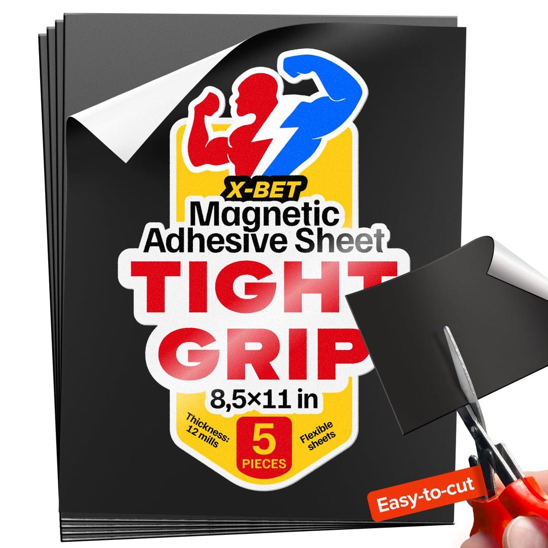 Strong Self-Stick Adhesive Magnetic Sheets 5 Pcs (8.5"x11"/22x28cm)  Magnetic Paper for Photo, Magnet Stickers, Labels, Science Education Magnets, Teacher Must Have, Whiteboards, Office