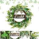 26'' St Patrick's Day Wreath with Bow - Lucky Sign Artificial Shamrock Wreath,St Patricks Day Door Decorations,Four Leaf Clover Irish Wreaths for Front Door Home Garden Party Decor