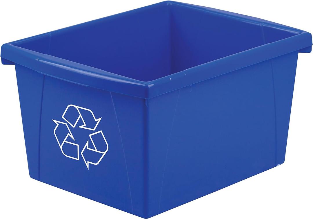 Storex 4 Gallon (15L) Recycle Bin, 14.8 x 7.87 x 11.25 Inches, Blue (61505A06C)
