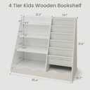 Kids Bookshelf and Toy Storage, Children's Bookcase with 5 Shelf and 4 Tier CabinetWooden Montessori Book Shelf for Kids Room, Playroom, Nursery, 48.26 cm x 15.24 cm x 96.52 cm
