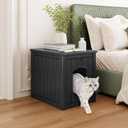 Cat Litter Box Enclosure, Plastic Outdoor Cat House Weatherproof, Multi-Functional Hidden Litter Box Furniture for Living Room, Backyard, Patio, Black, 23.5"D x 18.5"W x 22.5"H