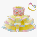 Baby Girls Ruffle Flower Dress Elegant Pageant Party Wedding Lace Gown Dresses, size 90