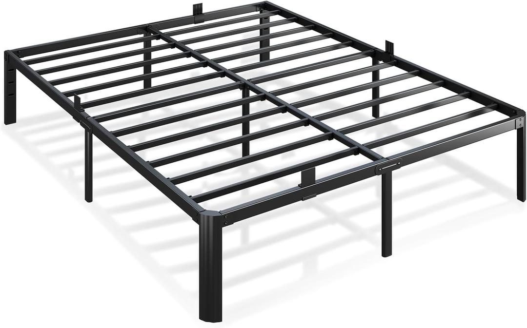 Metal Bed Frame Full Size, 14 Inch 3500 lbs Heavy Duty Platform Bed Frames Steel Slats Noise Free No Box Spring Needed, Easy Assemble Sturdy Bedframe Rounded Corner with Storage and Mattress Retainers