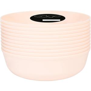 [30 Pack 16 OZ Bowls] Edge Collection Pink Plastic Party Soup Bowls Premium heavyweight Elegant Disposable Tableware Dishes