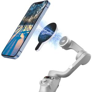 for DJI Magnetic Phone Holder Clamp - for Magsafe DJI Osmo Mobile 8 7P 7 SE 6 5 4 Adapter Magnets Clip Clamp Ring Holder Quick-Release Mount for OM Gimbal Stabilizer Accessories (Silver)