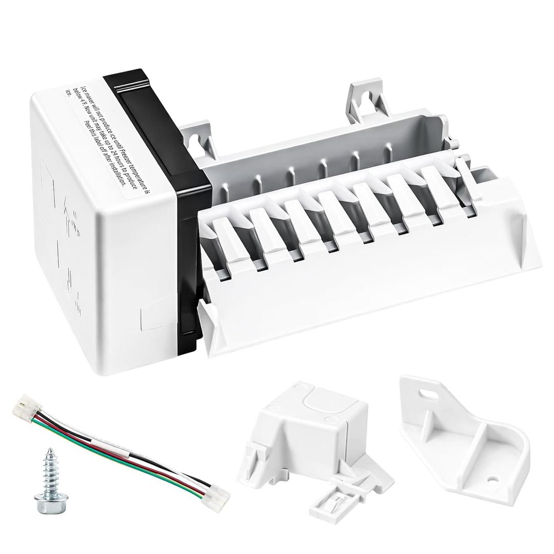 2198597 Ice Maker, 185W 115V 60Hz, Compatible with Whirlpool Maytag KitchenAid Amana Refrigerator, Replaces W10122502 626663 1016069 2198678, High Efficiency Ice Making