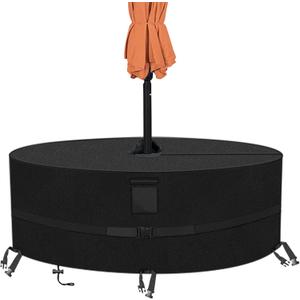 Kovshuiwe Round Patio Table Cover with Umbrella Hole - 60" Dia x 23.6" H Heavy Duty Waterproof 600D Oxford Fabric Outdoor Lawn Patio Furniture Covers (Cover SizeNOT Table Size) (Black) Kovshuiwe Round Patio Table Cover with Umbrella Hole - 60" Dia x 23.6" H Heavy Duty Waterproof 600D Oxford Fabric Outdoor Lawn Patio Furniture Covers (Cover SizeNOT Table Size) (Black)
