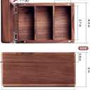 MaxGear Business Card Holder for Desk, 2.2" x 3.5" Walnut Wood Business Card Organizer, Index Cards Box Holds 300 Cards, 3 Divider Boards, Includes A-Z Tabs, Desktop Organizers for Office & Home