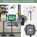 8.5x11 Poster Stand Holder Adjustable Floor Standing Sign Holder Vertical and Horizontal View Sign Display, Aluminum Snap Frame with Safety Corner (Black-8.5x11)