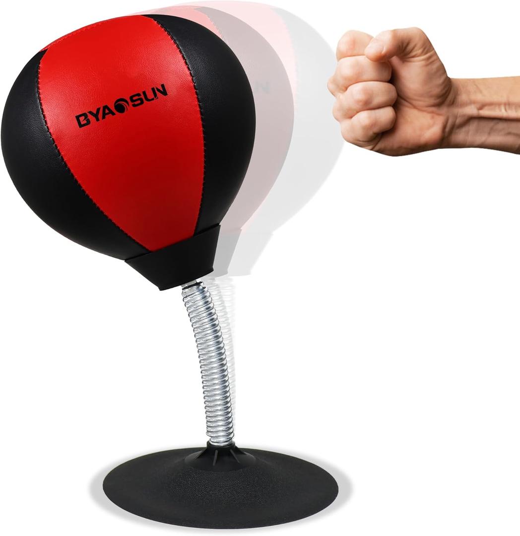 Desktop Punching Bag,Portable Strong Suction Cup Boxing Bag Speed Balls,for Home or Office Boxing Stress Relief Training,Fun Gift for Family or Boss or Coworker (Black Red)