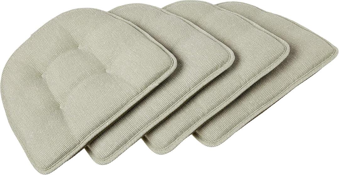 Non-Slip Chair Cushions, Assembled in USA, U-Shaped Skid-Proof Seat Pads for Dining Room, Kitchen, Office, 15"x16" (4 Pack)