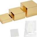 3Pcs Golden Acrylic Nesting Riser Stands for Display, Mirror Gold Acrylic Stereoscopic Cube Box Rack for Home Party Wedding Table Cover Centerpieces Craft Supplies, 8x8x6in, 7x7x4in, 6x6x2in