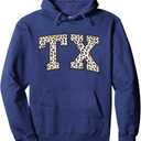 Texas Hoodie Women Men Cool Leopard Print TX State of Texas Pullover Hoodie L