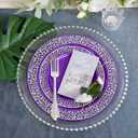 U-QE 150PCS Purple Silver Plastic Plates with Silver Silverware, Silver Party Supplies for 30 Guests Include 30 10.25" and 30 7.5" Plates, 30 Forks, 30 Knives, 30 Spoons