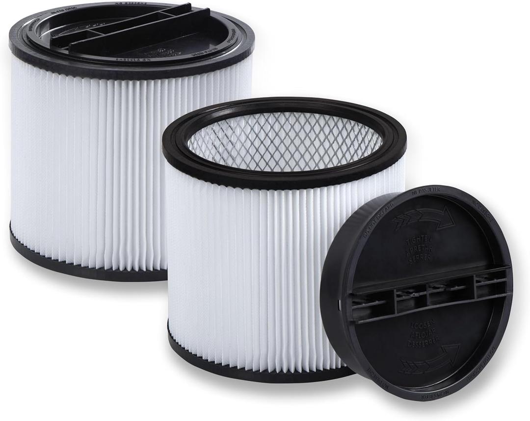 Diocent 2 Pack HEPA Replacement for Shop Vac 90304 Standard Cartridge Filter Type U/X/W Fits Most 5 to 16-Gallon Wet/Dry Vacuum Models