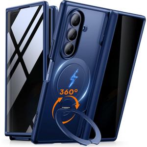 MOBOSI for Z Fold 7 Case with Rotatable Ring Stand & Privacy Screen Protector, Compatible with Magsafe, 18FT MIL-Grade Protection, Magnetic Shockproof Slim Case for Samsung Galaxy Z Fold7, Blue