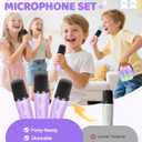 YLL Upgraded Mini Karaoke Machine with 3 Wireless Microphones Toy for Kids, Birthday Gifts for Girls Boys, Portable MP3 Player for Ages 3, 4, 5, 6, 7, 8, 9, 10, 11, 12+ Year Old Family Party (Purple)