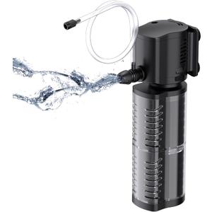 FREESEA Aquarium Fish Tank Filter: 5W 132GPH Internal Filter Pump 2-Stage Filtration for 10-35 Gallon Saltwater Betta Turtle Tanks