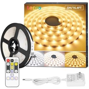Lepro LED Tunable White Strip Light, Warm to Cool White, 16.4ft Dimmable Bright LED Tape Lights, 300 LEDs 2835, Strong 3M Adhesive, Not Cuttable, Suitable for Christmas Decorations, Home, Bedroom