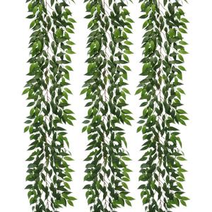 3 Strands Italian Ruscus Artificial Vines, 73" Silk Vine Garland with Green Leaves, Fake Hanging Plants Greenery Decor for Home, Bedroom, Wall, Party, Wedding Decoration