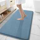 OLANLY Thick Memory Foam Bath Mat Rug 47x20, Extra Soft Absorbent Bathroom Rug, Quick Dry Bath Mats, Non-Slip, Machine Washable Carpet for Bathroom, Tub and Shower, Home Decor Accessories, Airy Blue