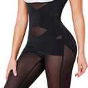 Nebility Bodysuit for Women Tummy Control Shapewear Faja Body Shaper Waist Trainer Open Bust Mid-Thigh Bodysuit (Large, Black)