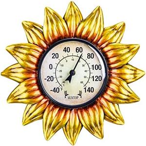 MUMTOP Outdoor Thermometer for Patio - Indoor Outdoor Thermometer, Sunflower Wall Thermometer Wireless for Garden Home Decor