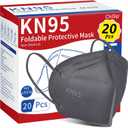 2 x ChiSip KN95 Face Mask 20Pcs, 5 Layer Design Cup Dust Safety Masks, Breathable Protection Respirator Against PM2.5 Dust Bulk for Adult, Men, Women, Indoor, Outdoor Use, Gray (20 Count (Pack of 1))