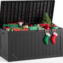 Outdoor Storage Box,100 Gallon Deck Box Outdoor Storage Bench Outside Waterproof Resin Storage Bench, Lockable Patio Cushions, Garden Tools Storage For Furniture, UV Resistant, Black