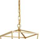 ANJIADENGSHI Lantern Pendant Light Lantern Iron Cage 1 E26 Bulbs Gold Chandelier for Dining Room Kitchen(Bulbs Not Included)