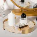 Travertine Tray, Round Marble Vanity Bathroom Countertop Tray, Ceramic Decorative Trays for Coffee Table (S)