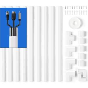153in Wall Cable Hider, Cord Hider to Hide 3-4 Cords, TV Wire Hider for Wall, Cable Management Kit, Cable Raceway White, Paintable Cable Concealer, 9 x L17in x W1.18in x H0.6in
