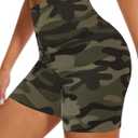 DHSO High Waisted Biker Shorts for Women-5" Tummy Control Fitness Athletic Workout Running Yoga Gym Shorts (Small-Medium, Green Camo)