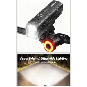 Super Bright Bike Lights for Night Riding, 2 Powerful LED for High Beam Low Beam Bicycle Lights, 6000mAh USB-C Rechargeable Bike Headlight, Smart Brake Bike Taillight, IPX6 Waterproof & Aluminum Alloy