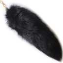 Chic and Alluring Natural Fox Tail Charms - Multicolor Fashionable Accessory Attachments (Black)