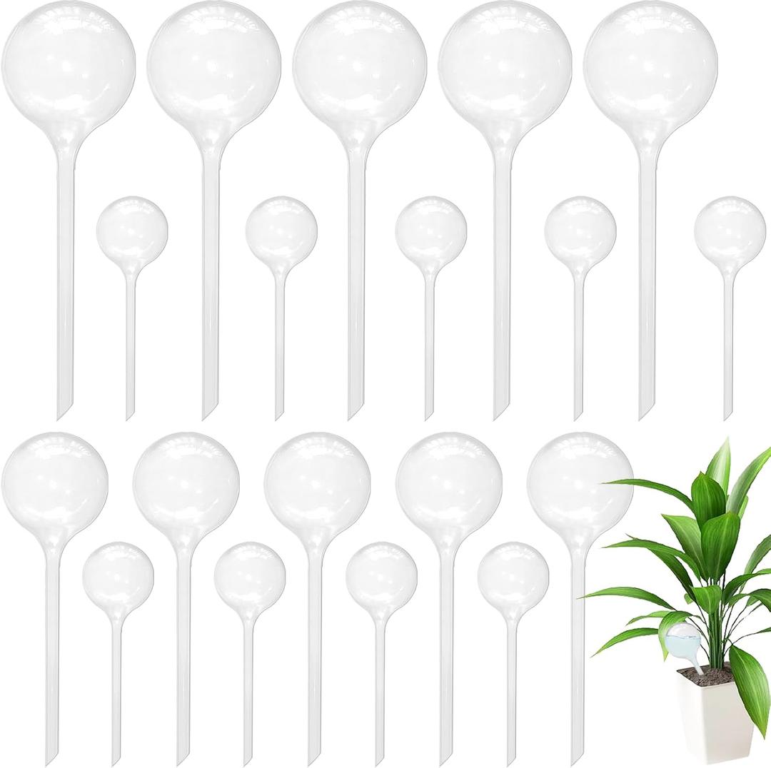 Jgalnim 20 PCS Clear Plant Watering Globes,Plastic Watering Bulbs,Self Watering Planter,Flower Automatic Watering Device for Plants Indoor,Outdoor,Flowerpot,Home Garden(Large,Medium,Small)