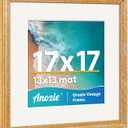 Vintage 17x17 Picture Frame, Antique Gold Photo Frames with Plexiglass Front,Ornate Square 17x17 Frame Display 13x13 with Mat or 17 x 17 Picture Frame Without, Wall Décor,1 Pack,Silver