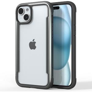 RAPTIC Shield for iPhone 15 Plus Case, Shockproof Protective Clear Case, Military Grade 10ft Drop Tested, Durable Aluminum Frame, Anti-Yellowing Technology Phone Case-6.7 inch, Black