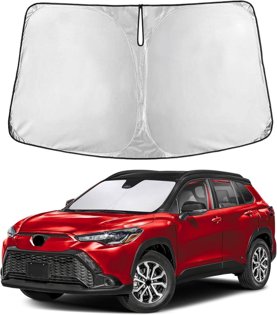 EcoNour Windshield Sunshade Compatible for Toyota Corolla Cross 2022-2024 2025 2026, Sun Visor for Front Windshield & Window Sun Shade Cover, UV Heat Blocker & Protector, Car Accessories