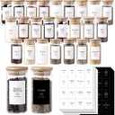 24 Pcs Glass Jars With 296 Spice Labels Preprinted of White and Black Color- 4oz Thicken(2.4mm) Empty Small Herb Seasoning Containers With Bamboo Airtight Lids