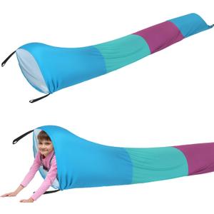 Shappy 12 ft Sensory Tunnel Crawl Resistance Tube for Calm Sensory Tent Compression Tube Play Tunnel Toys for Kids Birthday Gifts Outdoor Indoor Game(Purple, Green, Blue)